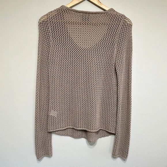 C&C California Fisherman Open Knit Sweater Top Women S Tan Beach Vacation Cruise - Picture 4 of 12